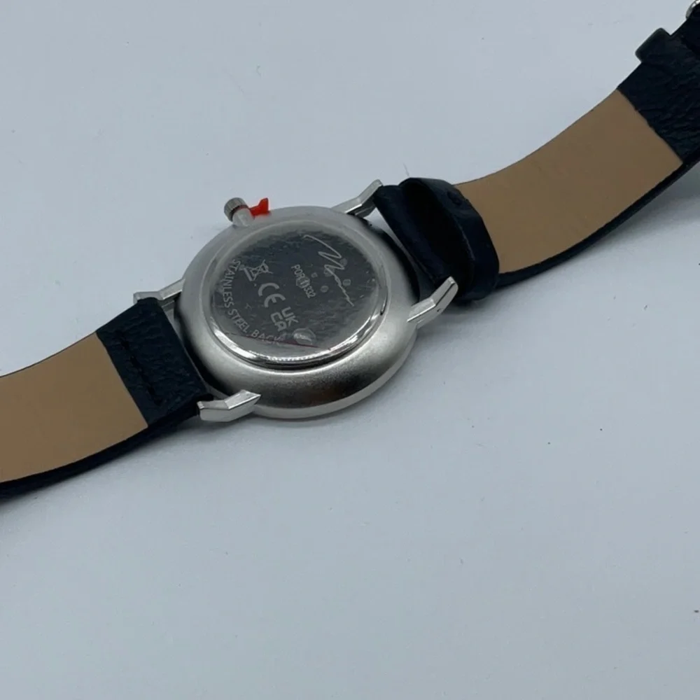 Man black face/leather like band watch